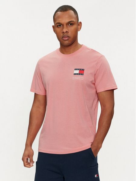 Тениска slim Tommy Jeans розово