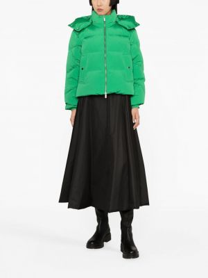 Péřová bunda s kapucí Woolrich zelená
