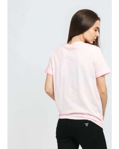 Melanžové tričko Guess růžové