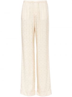 Копринени панталон с принт Miu Miu бяло