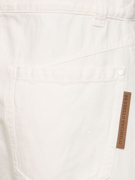 Pantaloni di lino di cotone baggy Brunello Cucinelli bianco
