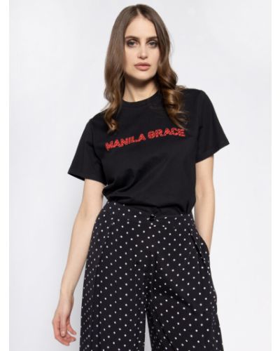 Gyapjú póló Manila Grace - fekete