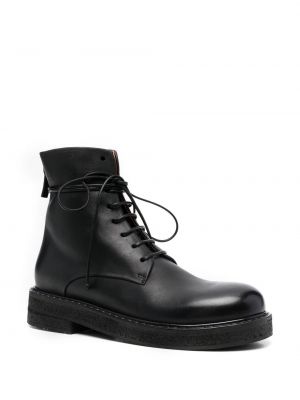 Ankle boots sznurowane skórzane koronkowe Marsell czarne