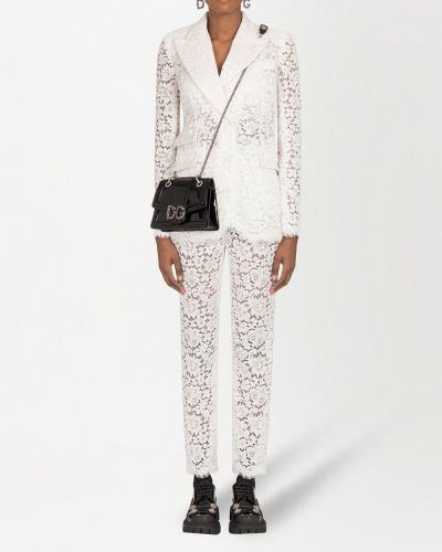 Pantalones rectos de encaje Dolce & Gabbana blanco