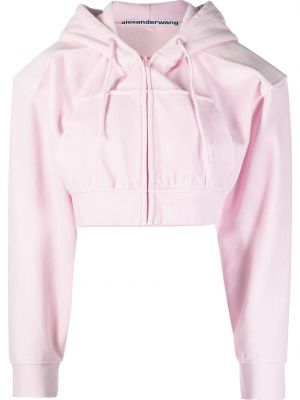 Pamučna hoodie s kapuljačom Alexander Wang ružičasta