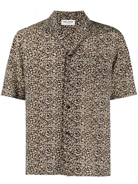 Chemise à imprimé à imprimé léopard Saint Laurent noir