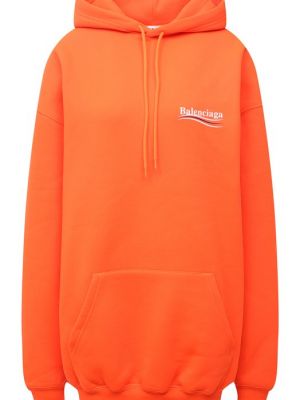 Хлопковое худи Balenciaga оранжевое