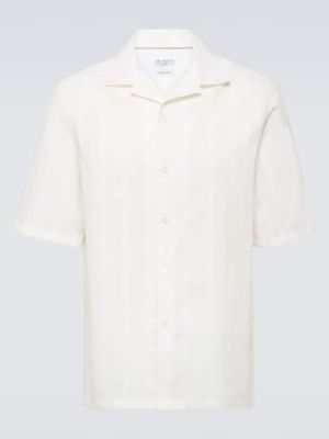Camicia di cotone a righe Brunello Cucinelli bianco