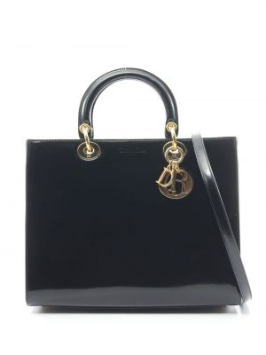 Leder shopper handtasche Christian Dior schwarz