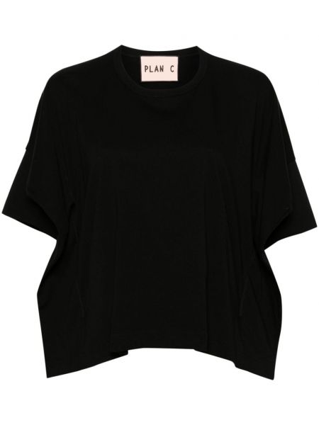 Βαμβακερή μπλούζα Plan C μαύρο