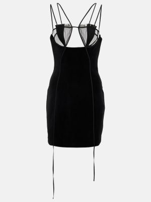 Mini vestido de terciopelo‏‏‎ de malla Nensi Dojaka negro