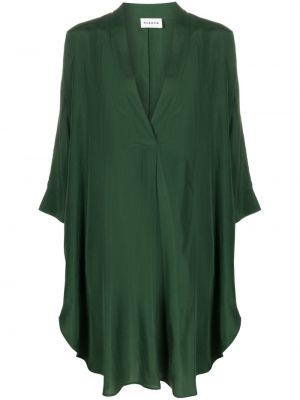Hedvábné midi šaty s výstřihem do v P.a.r.o.s.h. zelené