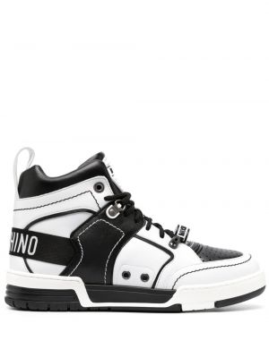 Sneakerși cu șireturi asimetrice din dantelă Moschino