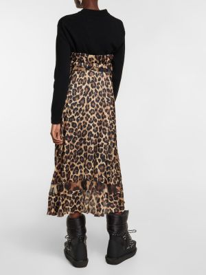 Leopardí vlněné dlouhé šaty s potiskem Sacai