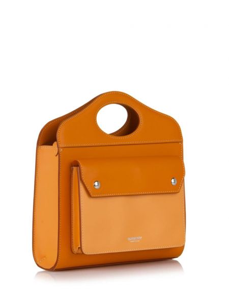 Kožená shopper kabelka s kapsami Burberry Pre-owned oranžová