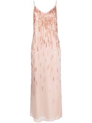 Вечерна рокля с пайети с v-образно деколте Amen розово