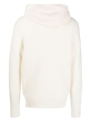 Sweter z kaszmiru z wełny merino z kapturem Ma'ry'ya biały