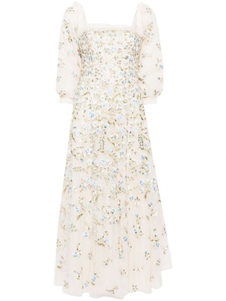 Koktel haljina s cvjetnim printom Needle & Thread bijela