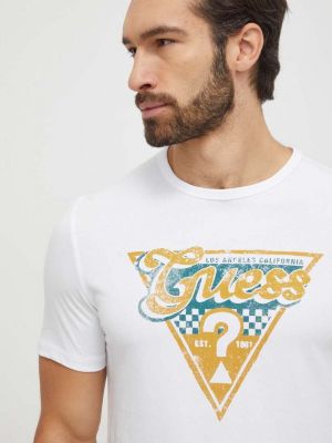 Тениска с дълъг ръкав с принт Guess бяло