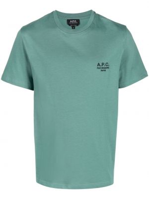 Broderade t-shirt i bomull A.p.c. grön