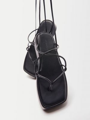 Bershka Wiązane Sandały Na Płaskiej Platformie Kobieta 41 Czarny
