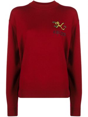 Пуловер с кръгло деколте с тигров принт Kenzo червено