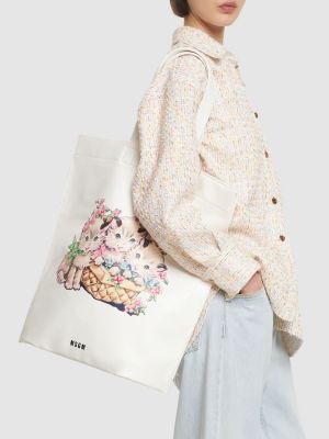 Shopper handtasche mit print Msgm weiß