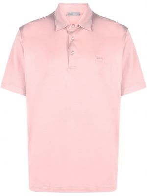 Памучна поло тениска бродирана Herno розово