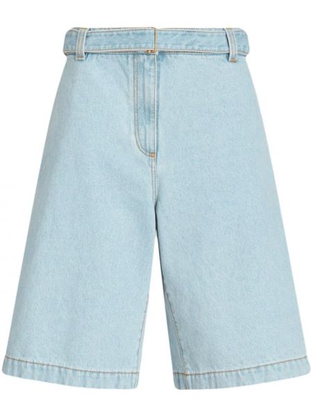 Tikitud teksariidest lühikesed püksid Etro sinine