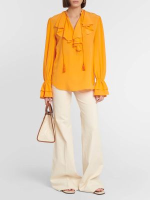 Шелковая блузка Etro оранжевая