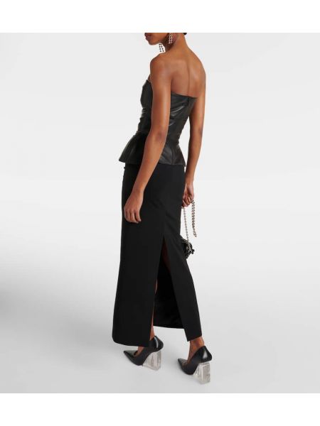 Iš natūralios odos maksi suknelė su sagtimis Jean Paul Gaultier juoda