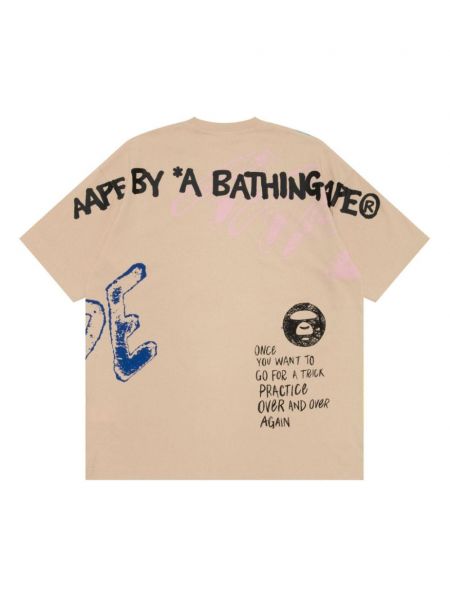 Raštuotas medvilninis marškinėliai Aape By *a Bathing Ape® smėlinė