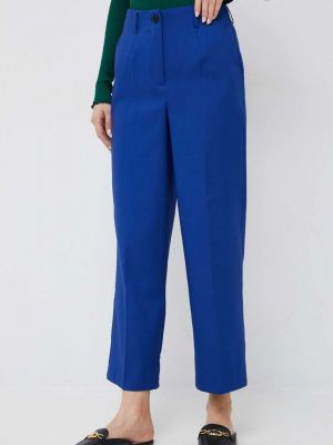 Jednobarevné kalhoty s vysokým pasem Vero Moda modré