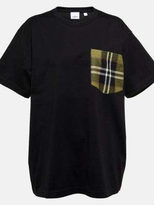 Карирана памучна тениска Burberry черно