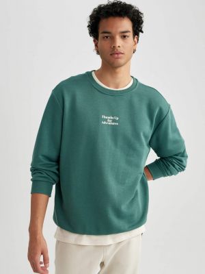 Bluza z nadrukiem z długim rękawem Defacto zielona