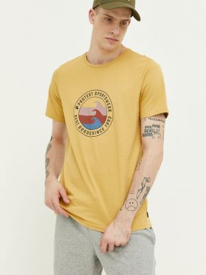 Bavlněné tričko s potiskem Protest žluté