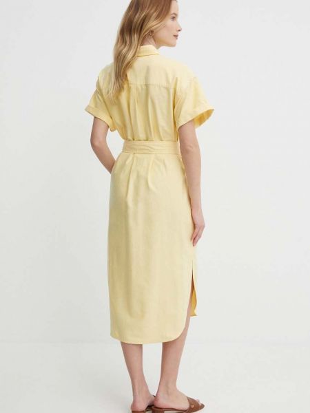 Хлопковое платье миди Polo Ralph Lauren желтое