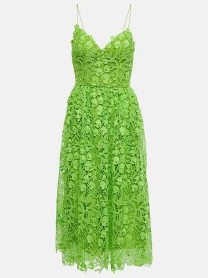 Sukienka midi koronkowa Monique Lhuillier zielona
