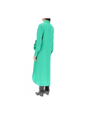 Vestido camisero de raso de tejido jacquard drapeado Msgm verde
