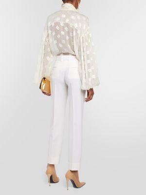 Pantalones rectos de cintura baja de lana Dolce&gabbana blanco
