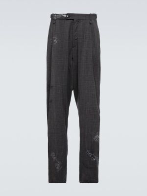 Μάλλινο παντελόνι με φθαρμένο εφέ Balenciaga γκρι