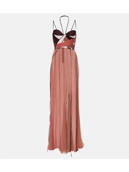 Satenska korzet haljina s draperijom Nensi Dojaka ružičasta