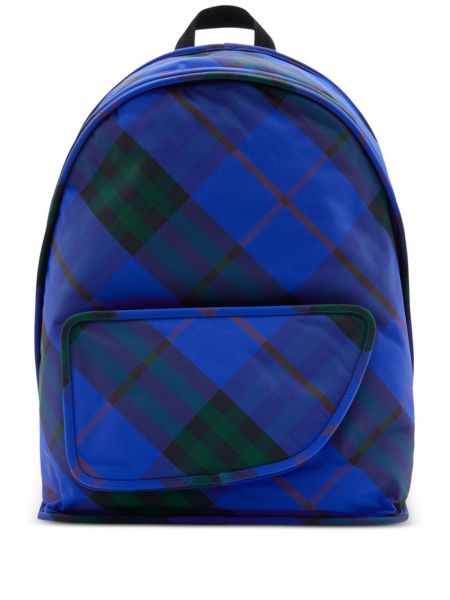 Kostkovaný batoh s potiskem Burberry modrý