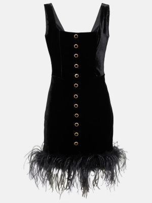 Žametna obleka iz rebrastega žameta Alessandra Rich črna