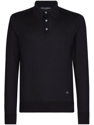 Pamučna svilena polo majica Dolce & Gabbana crna