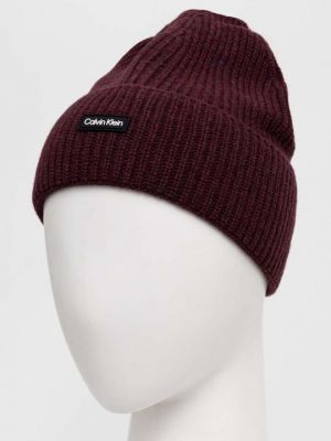 Шерстяная шапка Calvin Klein фиолетовая