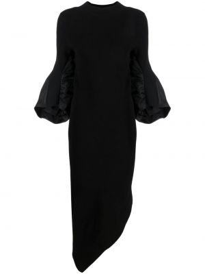 Dzianinowa sukienka asymetryczna Sacai czarna