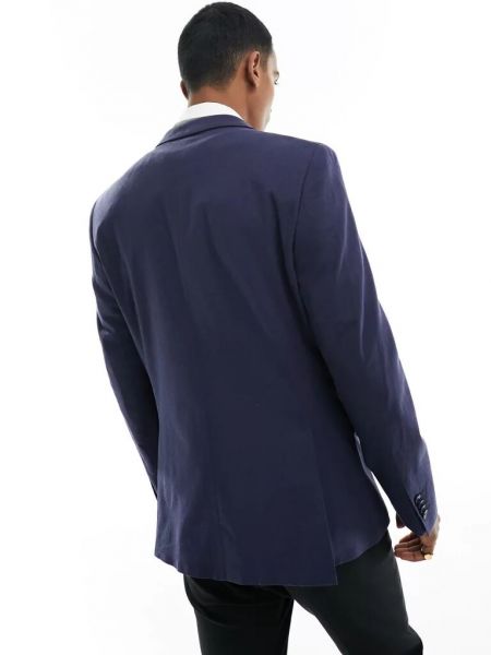 Элегантный льняной пиджак French Connection синий