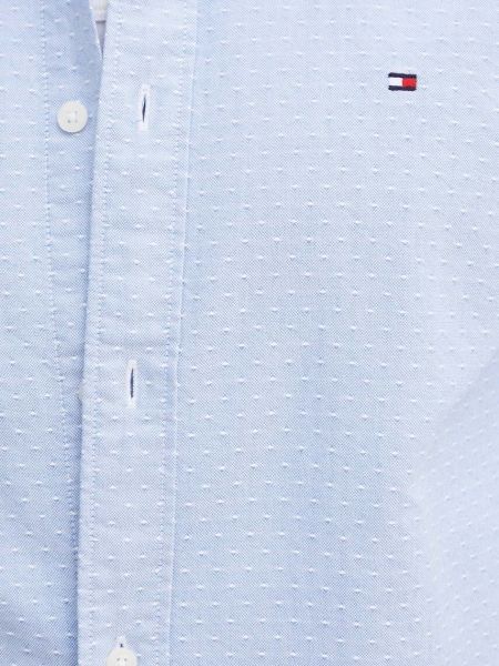 Koszula na guziki bawełniana puchowa Tommy Hilfiger niebieska