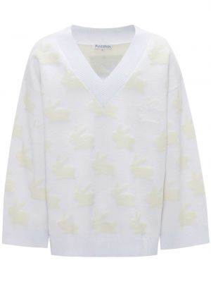 Pullover mit print mit v-ausschnitt Jw Anderson weiß